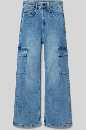 QS by s.Oliver Jeansy cargo o kroju slim fit z wysokim stanem i szeroką nogawką
