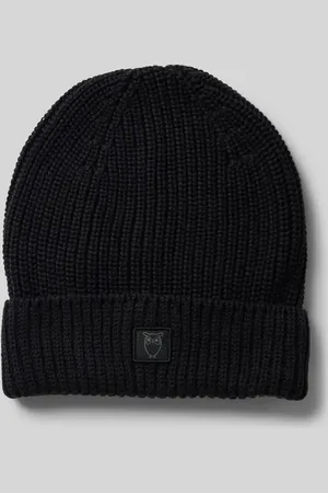Knowledge Cotton Apparal Czapka beanie z brzegiem i naszywką z logo