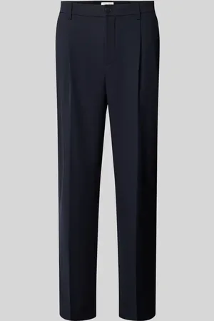 Casual Friday Spodnie materiałowe o kroju tapered fit z zakładkami w pasie