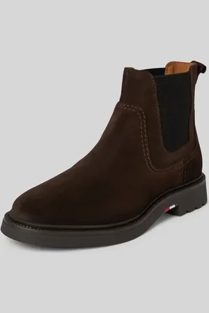 Tommy Hilfiger Botki skórzane z elastyczną wstawką