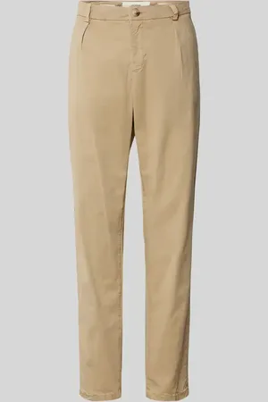 Goldgarn Spodnie o kroju tapered fit z zakładkami w pasie i szlufkami na pasek
