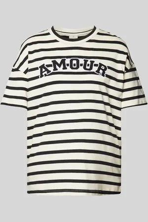 Kaffe T-shirt o kroju oversized z prążkowanym, okrągłym dekoltem model ‘heidi’