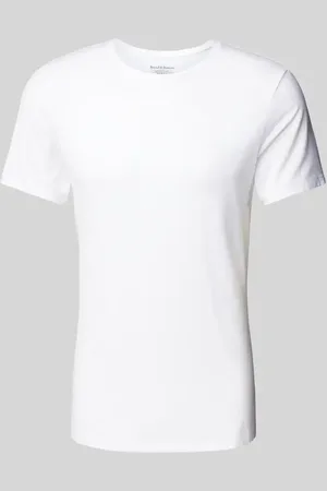 Bread & Boxers T-shirt z prążkowanym okrągłym dekoltem