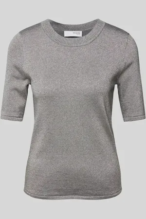 SELECTED Sweter z dzianiny z rękawem o dł. 1/2 model ‘LURA’