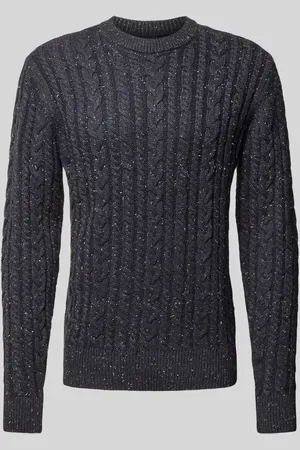 Casual Friday Sweter z dzianiny z prążkowanymi wykończeniami model ‘Karl’
