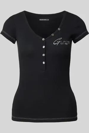 Guess T-shirt z nadrukiem z logo model ‘HENLEY’