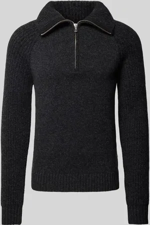 Thinking Mu Sweter z kołnierzem i raglanowymi rękawami model ‘GRIS MARENGO OTTO’