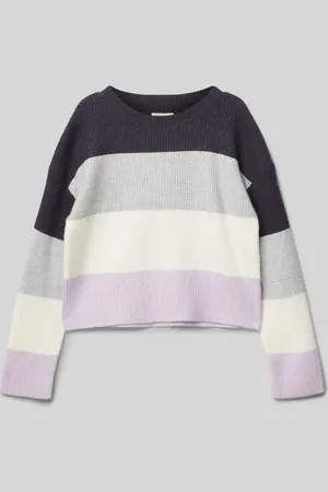 TOM TAILOR Sweter z dzianiny krótki w stylu Colour Blocking