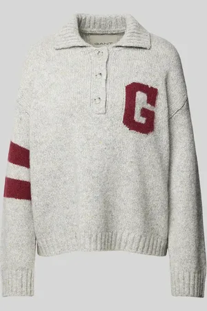 GANT Sweter z dzianiny z wyhaftowanym logo model ‘INTARSIA’