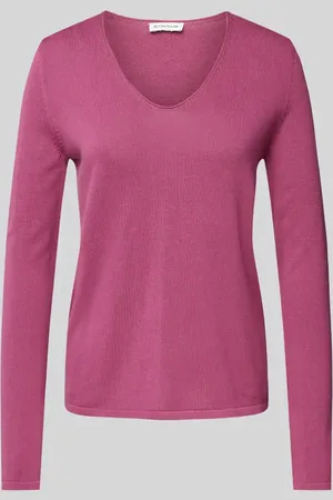 TOM TAILOR Sweter z dzianiny o kroju regular fit z dekoltem w serek