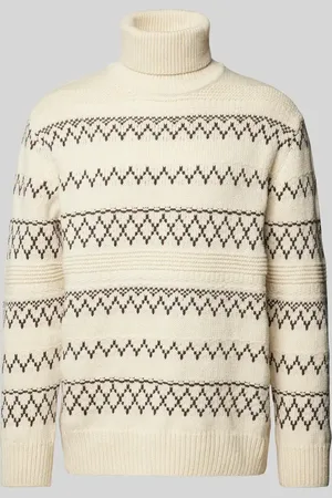 Knowledge Cotton Apparal Sweter z dzianiny z golfem