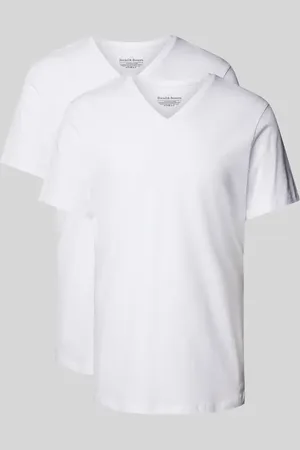 Bread & Boxers T-shirt z prążkowanym dekoltem w serek