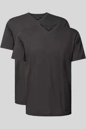 Ragman T-shirt z prążkowanym dekoltem w serek
