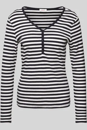 QS by s.Oliver Bluzka o kroju slim fit z długim rękawem i dekoltem henley
