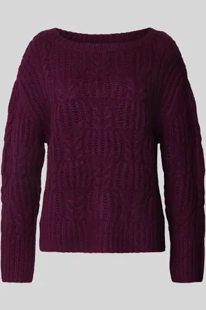 TOM TAILOR Sweter o luźnym kroju z dzianiny w warkocze z bocznymi rozcięciami