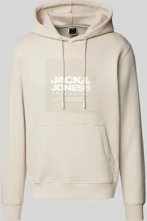 JACK & JONES Bluza o kroju comfort fit z mieszanki bawełny z kapturem i gumowanym nadrukiem model ‘AERO’