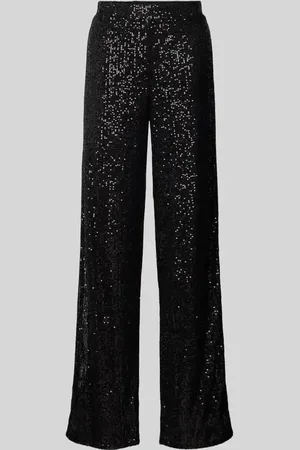 Pieces® Spodnie szerokie o kroju tapered fit z cekinowym obszyciem model ‘DELPHIA’