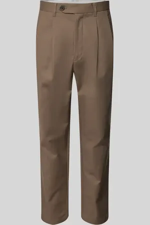 SELECTED Spodnie o kroju regular tapered fit z zakładkami w pasie i szlufkami na pasek