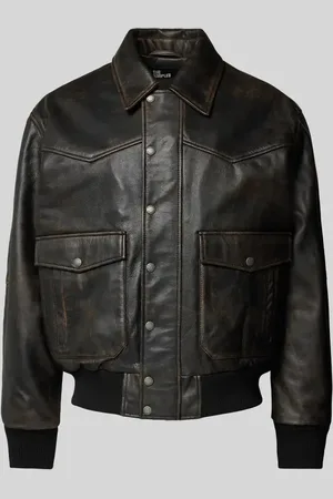 The Kooples Bluzon skórzany z kieszeniami z patką model ‘CUIR’