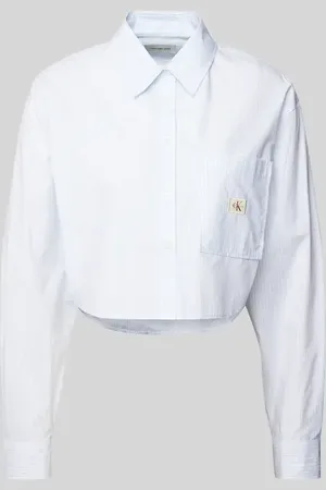 Calvin Klein Bluzka koszulowa krótka z naszywką z logo