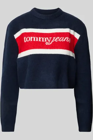 Tommy Hilfiger Sweter krótki z dzianiny z dodatkiem wełny model ‘SCRIPT’