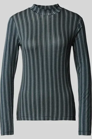 TOM TAILOR Bluzka o kroju shaped fit z mieszanki wiskozy z długim rękawem i wzorem na całej powierzchni