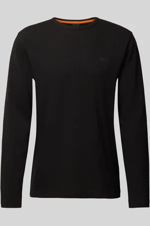 HUGO BOSS Bluzka o kroju regular fit z długim rękawem i wyhaftowanym logo model ‘TEMPESTO’