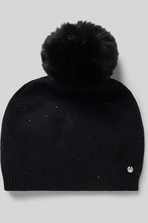 Capelli new york Czapka z pomponem, obszyciem kamieniami stras i dodatkiem wełny