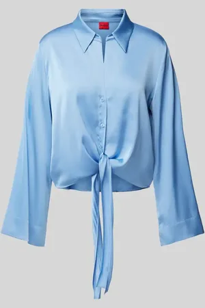 HUGO BOSS Bluzka o kroju regular fit z wiązanym detalem model ‘Errika’