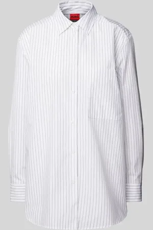 HUGO BOSS Bluzka koszulowa o kroju oversized z kieszenią na piersi