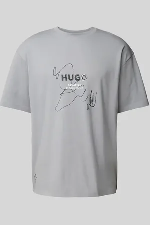 Hugo Blue T-shirt o kroju oversized z wiskozy model ‘Nabion’