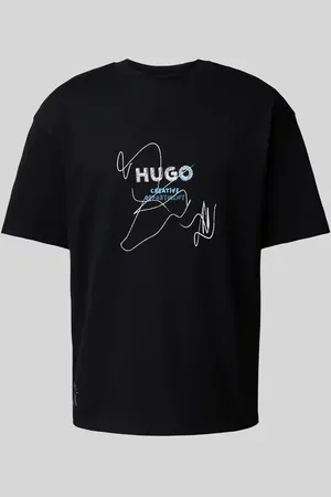 Hugo Blue T-shirt o kroju oversized z wiskozy model ‘Nabion’