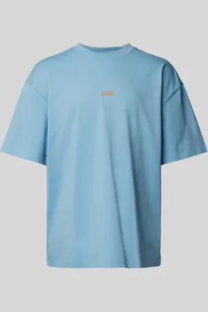 Hugo Blue T-shirt o kroju oversized z wiskozy z nadrukiem z logo model ‘Nalono’