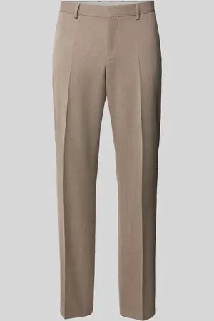 HUGO BOSS Spodnie do garnituru o kroju regular fit z dodatkiem żywej wełny model ‘Leon’