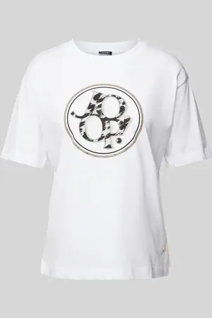 JOOP! T-shirt z obszyciem z kamieni stras
