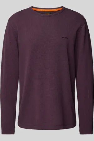 HUGO BOSS Bluzka o kroju regular fit z długim rękawem i wyhaftowanym logo model ‘TEMPESTO’