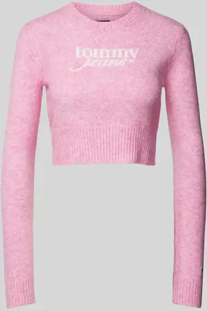 Tommy Hilfiger Sweter z dzianiny krótki z nadrukiem z logo