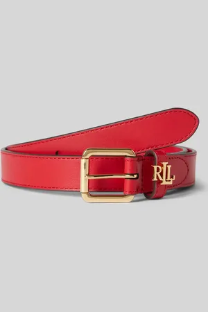 Ralph Lauren Pasek skórzany wąski ze szlufką z logo