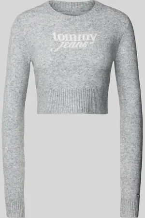Tommy Hilfiger Sweter z dzianiny krótki z nadrukiem z logo