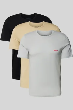HUGO BOSS T-shirt o kroju regular fit z wiskozy z nadrukiem z logo w zestawie 3 szt.