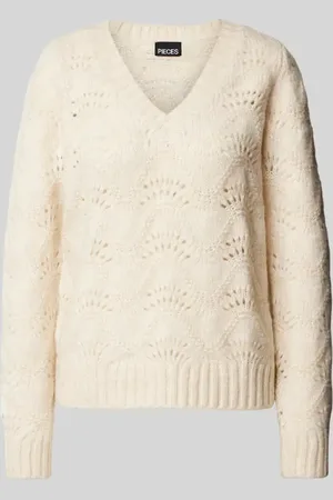 Pieces® Sweter o kroju regular fit z dzianiny ze ściegiem falistym model ‘BIBBI’