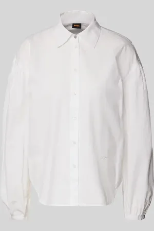 HUGO BOSS Bluzka koszulowa o kroju regular fit z wyhaftowanym logo model ‘Barby’