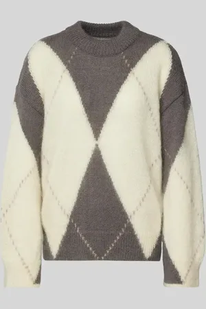 Armedangels Sweter z dzianiny z okrągłym dekoltem model ‘GWYNEIRAA ARGYLE’