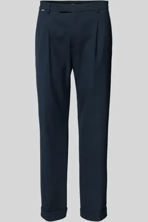 Cinque Spodnie o kroju regular fit z zakładkami w pasie i detalem z logo model ‘GIANNI’