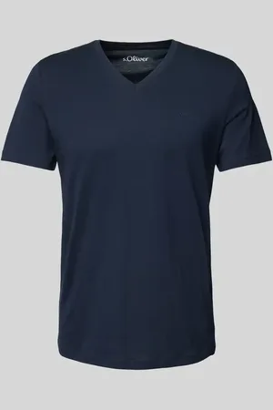 QS by s.Oliver T-shirt o kroju regular fit z czystej bawełny z dekoltem w serek