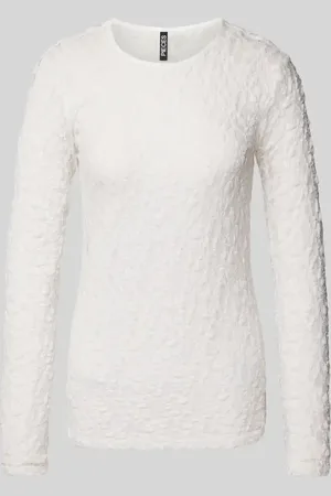 Pieces® Bluzka o kroju regular fit z efektem koronki model ‘HAZEL’