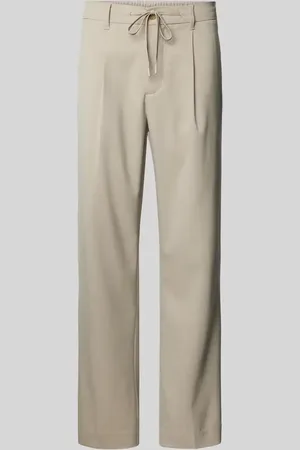 SELECTED Spodnie o kroju regular tapered fit z zakładkami w pasie i tunelem model ‘LEROY’