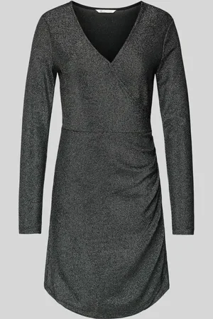 TOM TAILOR Sukienka mini o kroju shaped fit w kopertowym stylu z efektem błyszczącym