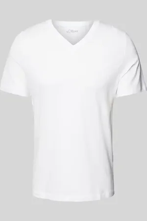 QS by s.Oliver T-shirt o kroju regular fit z czystej bawełny z dekoltem w serek