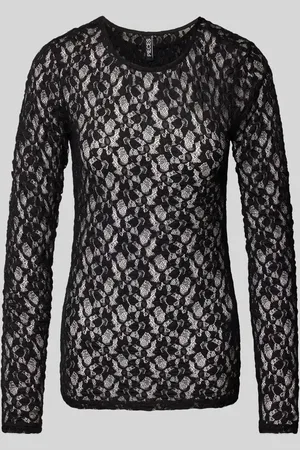 Pieces® Bluzka o kroju regular fit z efektem koronki model ‘HAZEL’